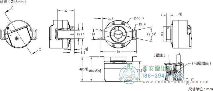 HC53光電電機反饋編碼器外形及安裝尺寸(軸套) - 西安德伍拓自動化傳動系統有限公司